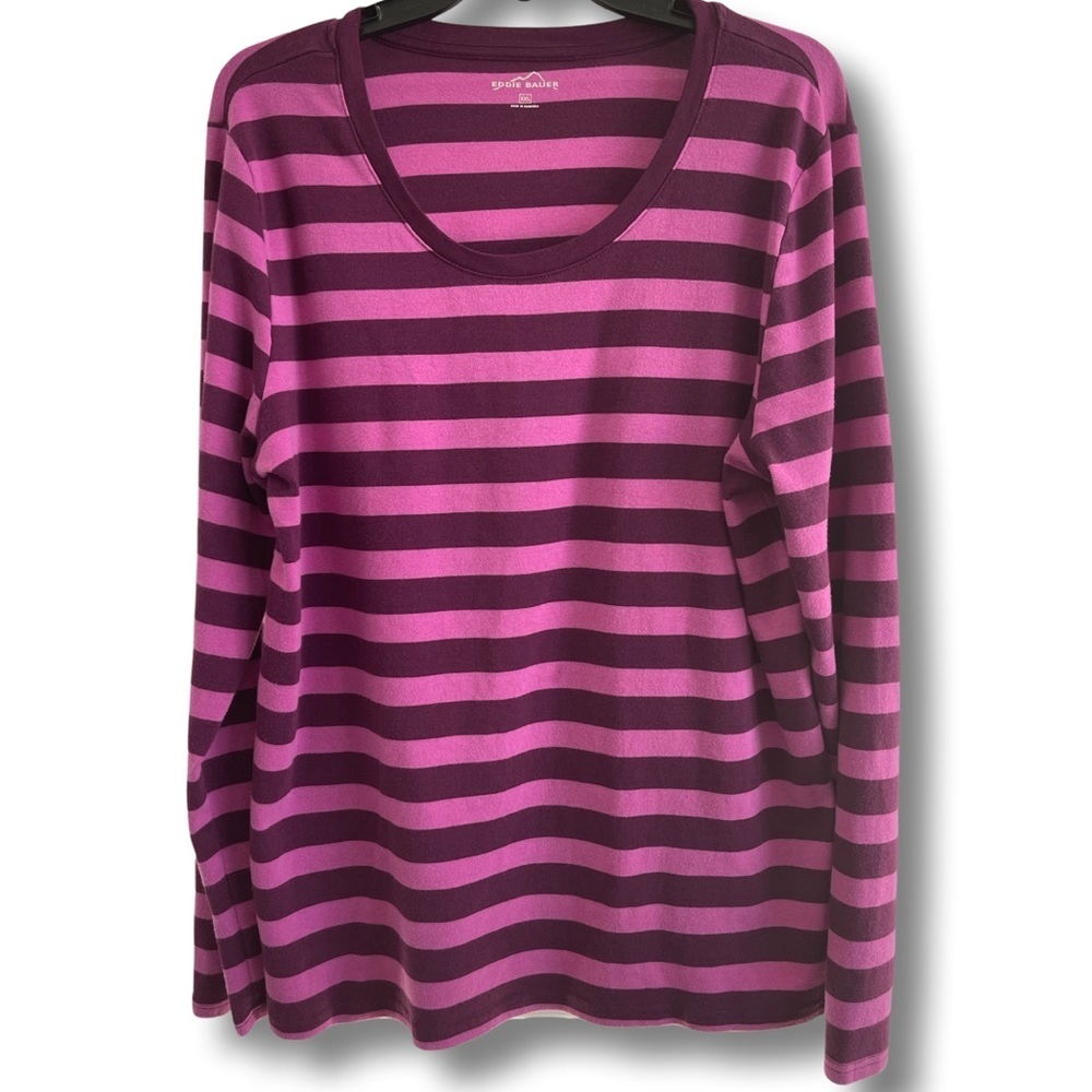 Eddie Bauer Long-sleeve Scoop Neck Pink/Dark Purple Shirt